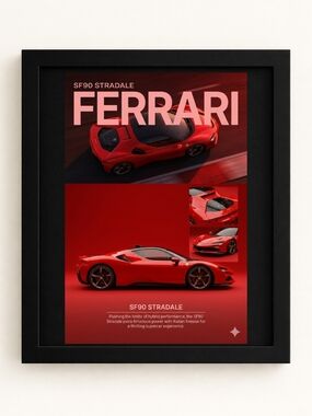 Ferrari SF90 Stradale Bold Red A.I. Art Print In 8x10 Frame